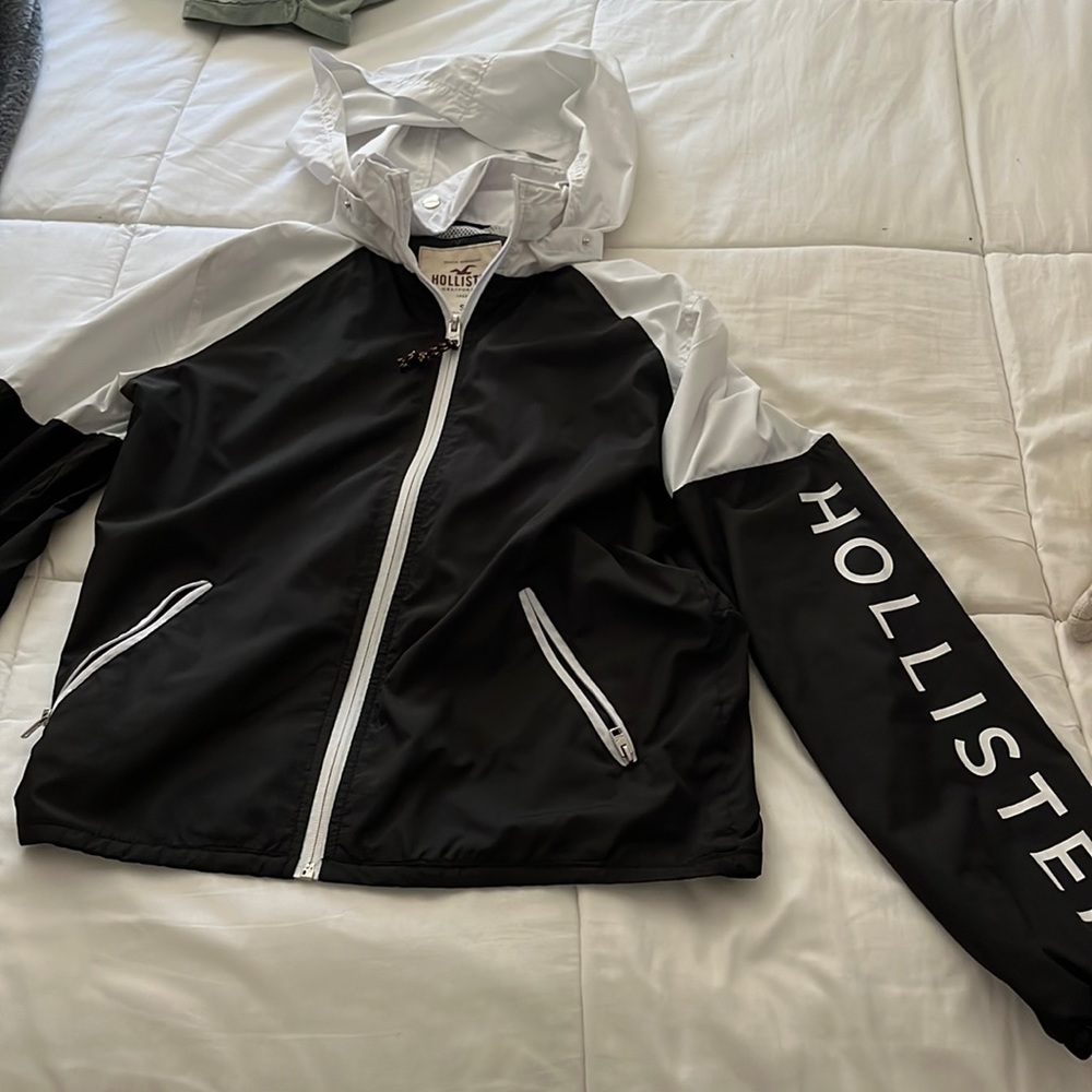 Hollister Black and White zip up jacket